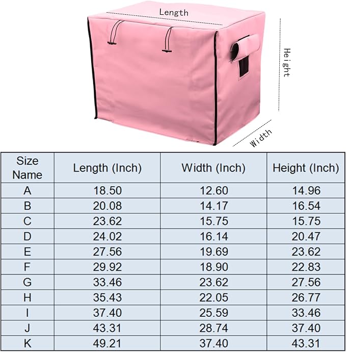 Dog Crate Cover Waterpoof Pink Pet Kennel Covers for Puppy Cat Indoor Outdoor Fit for 1 Door Wire Crate, 35.43x22.05x26.77 Inch
