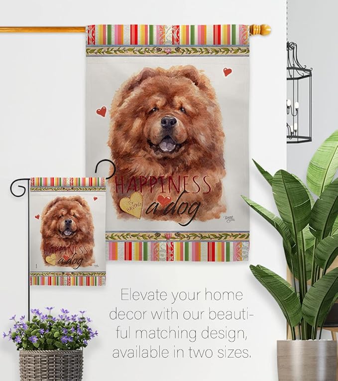 Breeze Decor Red Chow Happiness Garden House Flag Set Dog Puppy Spoiled Paw Canine Fur Pet Nature Farm Animal Creature Decoration Banner Small Yard Gift Double-Sided, Made in USA
