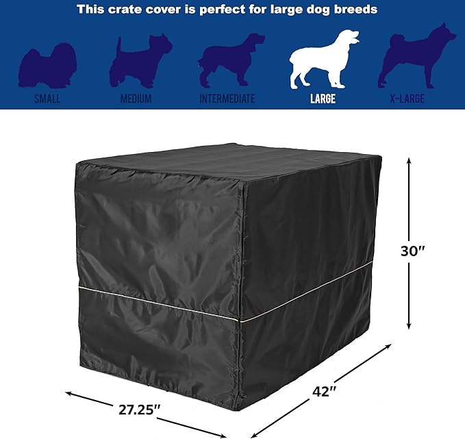 MidWest Homes for Pets Dog Crate Cover, Privacy Dog Crate Cover Fits MidWest Dog Crates, Crate Cover Only, Machine Wash & Dry, Black, 42-Inch
