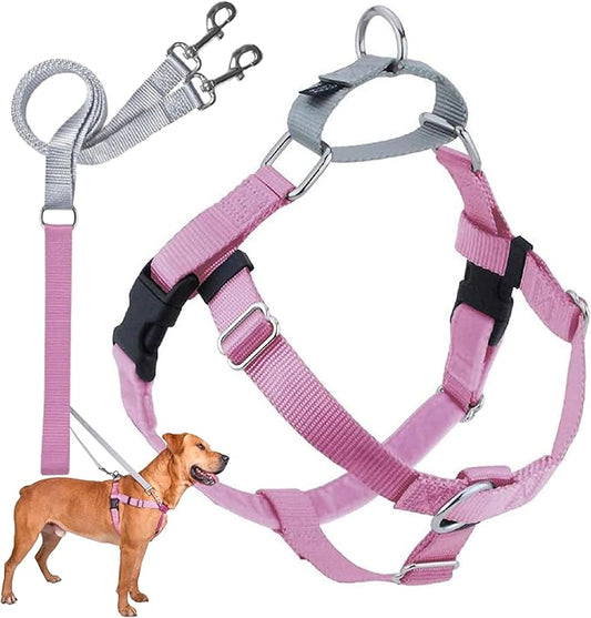 2 Hounds Design Freedom No Pull Dog Harness | Comfortable Control for Easy Walking |Adjustable Dog Harness and Leash Set | Small, Medium & Large Dogs | Made in USA | Solid Colors | 1" XL Rose