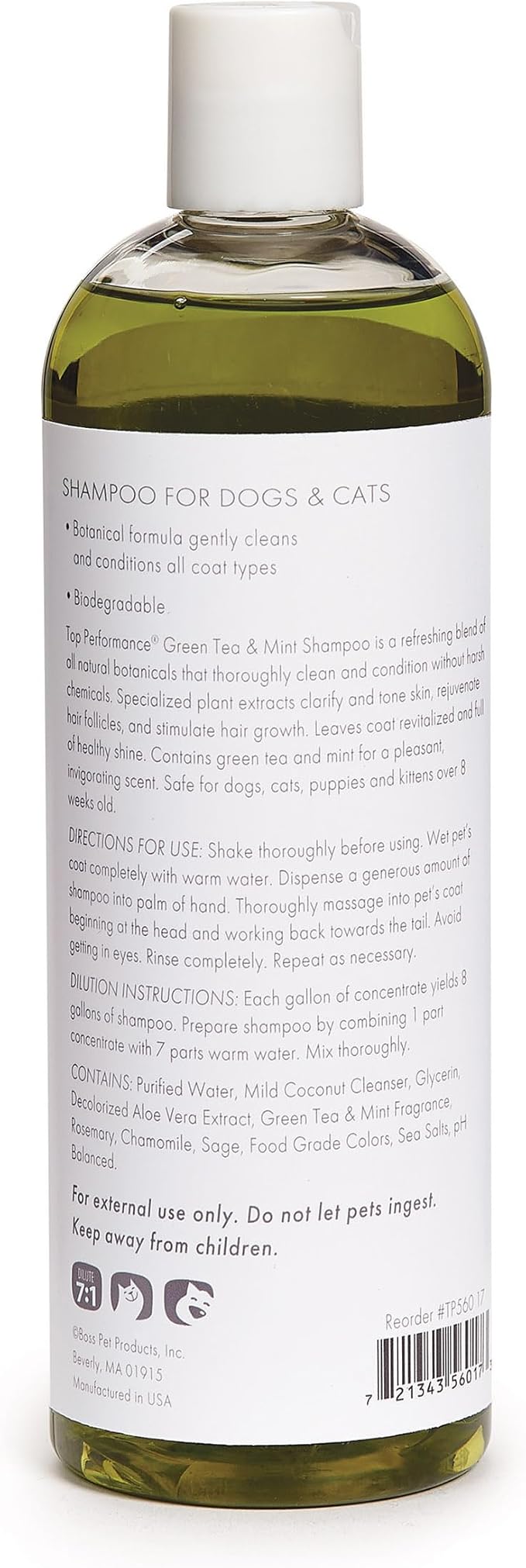 Top Performance Green Tea and Mint Shampoo for Puppies and Kittens – Natural Shampoo to Safely Bathe Young Pets, 17 Oz.