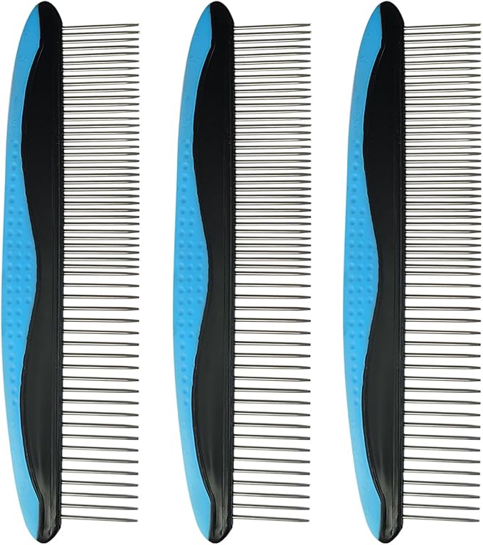 Kopal Metal Combs for Dogs and Cats, Pet Steel Brusher for Removing Tangles & Knots, Professional Grooming Tools - 3 Pack