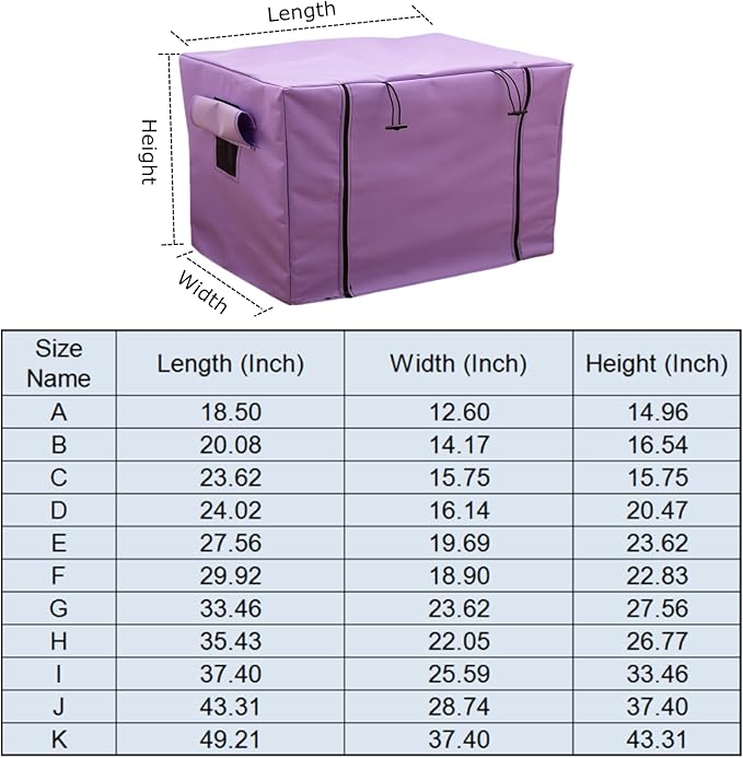 Dog Crate Cover Waterpoof Purple Pet Kennel Covers for Puppy Cat Indoor Outdoor Fit for 1 Door Wire Crate, 43.31x28.74x37.40 Inch