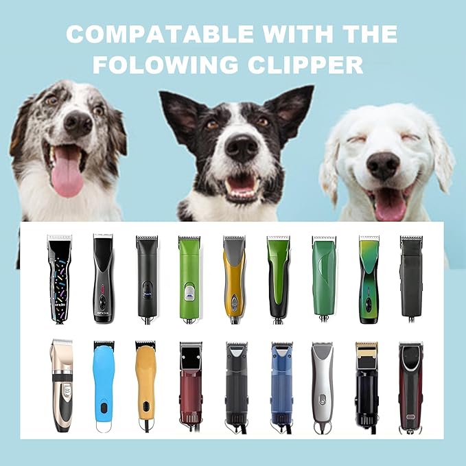 Detachable Pet Dog Clipper Blades, Compatible with Size-4FC (9.5mm), Most Oster A5, KM Series Clippers,Made of Ceramic Blade & Stainless Steel Blade 2Pack