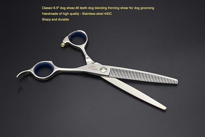 Dog Grooming Professional Scissors 6.5 Inch 46-Tooth Thinning Shear/Blender For Pet/Dog/Cat Grooming Great Gifts for Professional Groomer (6.5" Thinner)