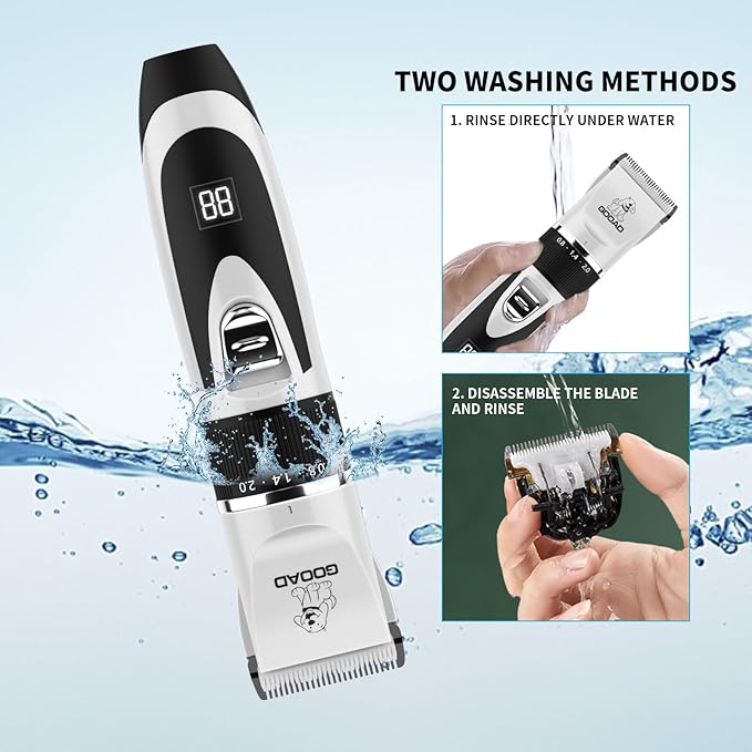 Dog Clippers Grooming Kit and Paw Trimmer,Cordless,Low Noise, Electric Quiet,Rechargeable, Pet Hair Clippers for Thick Coats, Dog Trimmer Grooming, Shaver for Small and Large Dogs Cats