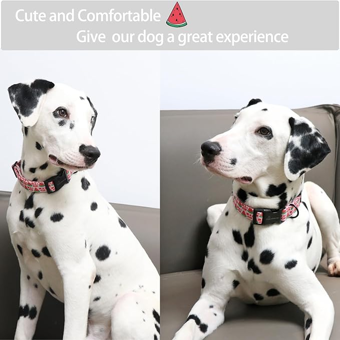 ARING PET Summer Dog Collar-Cute Watermelon Dog Collar for Small Dogs, Adjustable Soft Cotton Girl Dog Collars for Small Medium Large Dogs, Small