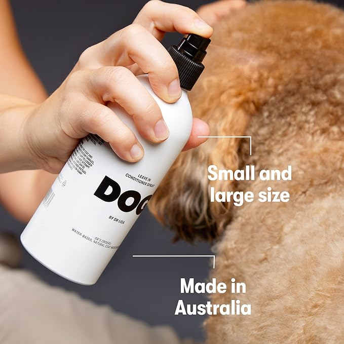 DOG by Dr Lisa - Leave in Conditioner Spray - Dog Coat Detangling and Dematting Spray - No-Rinse Conditioner for Dog Grooming - Reduce Knots & Tangles - Plant Based, Vegan Friendly