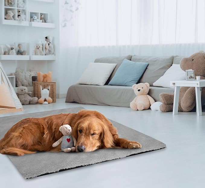 Explore Land Dog Crate Pan Cover with Softer Fluffy Top for 42 inch Dog Cage - Reversible Washable Liner for Dog Crate Tray