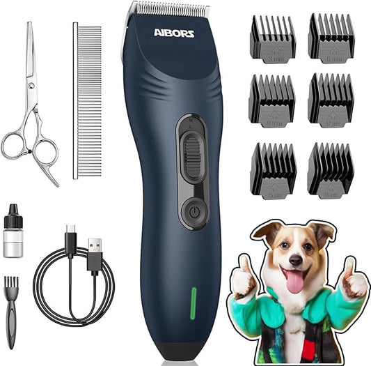 Dog Clippers for Grooming, Dog Shaver Clippers Kit Low Noise, Rechargeable Cordless Electric Trimmer Quiet Hair Clippers Set for Dogs Cats Pets