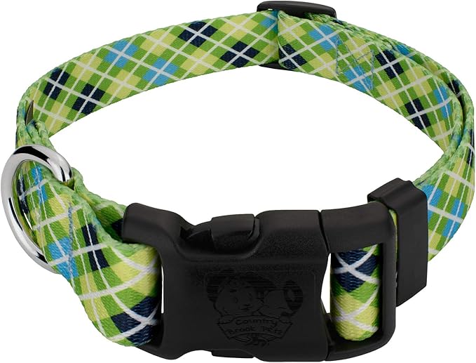 Country Brook Petz - Margarita Argyle Deluxe Dog Collar - Made in The U.S.A.- Plaid and Argyle Collection Featuring Charming Designs (1/2 Inch, 2XS)