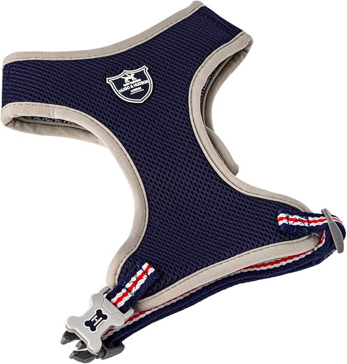 HUGO & HUDSON Dog Harness No-Pull Pet Harness Adjustable Quick Dry Mesh Padded Vest, Navy, L