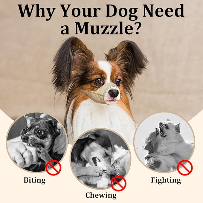 Mayerzon Short Snout Dog Muzzle, Small Muzzle for Chihuahua Shih Tzu American Bully Boxer Puppy, Soft Fabric Muzzles for Grooming Vet Visits