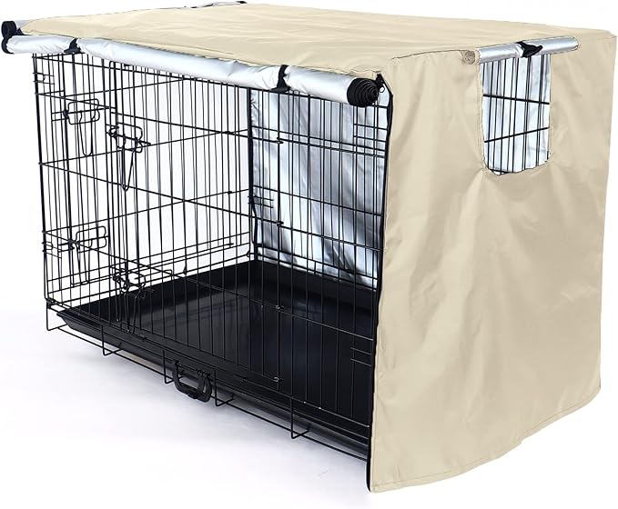 kefit Dog Crate Cover 48 inch, Kennel Cover for Dog Cage, Beige