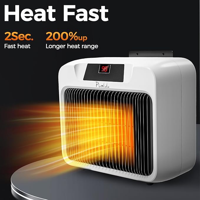 600W Dog House Heater for Chicken Coop and Rabbits - Portable With Digital Display, White Wall-Mounted Insulated Winter Pet Heater With Thermostat & Anti-Chew Cord