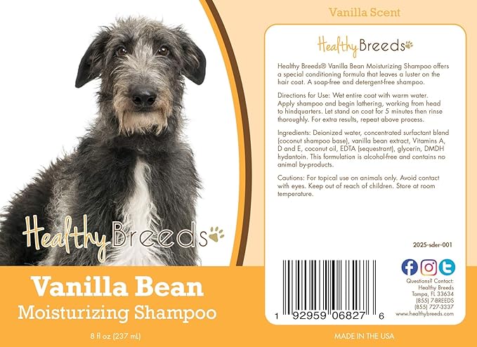 Healthy Breeds Scottish Deerhound Vanilla Bean Moisturizing Shampoo + Conditioner - with Vitamins A, D, E + Coconut Oil - 8 oz