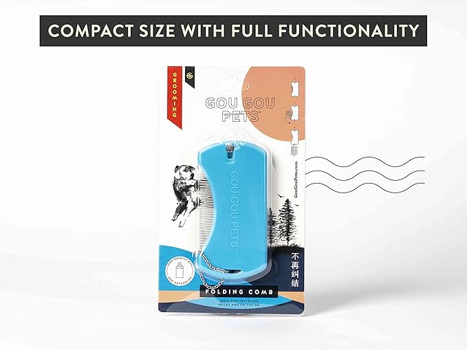 Foldable Grooming Comb for Dogs, Cats, and Horses: Demat and Detangle Comb, Remove Loose Fur or Loose Hair, Smooths Mats and Tangles, Great for On-The-Go Travel