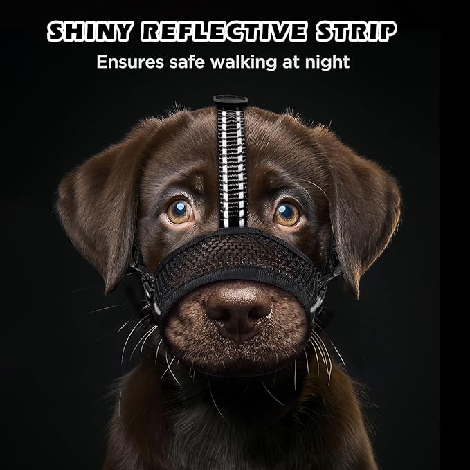 Dog Muzzle,Soft Mesh Muzzle for Small Medium Large Dogs to Prevent Biting,Pets Muzzle for Chihuahua Poodle Husky Labrador Retriever, Breathable Drinkable Adjustable for Chewing Grooming(L)