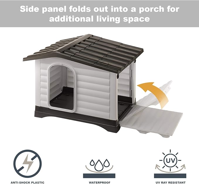 Ferplast Dog Kennel, Gray, 37.4 x 25.98 x 26.77", (87257099)