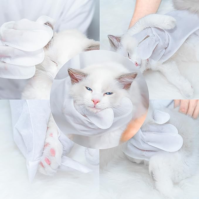Pet Grooming Glove - Gentle Deshedding Brush Glove, Pet Bathing Wipes - Enhanced Five Finger Design - Daily Care and Traveling - Perfect for Dog & Cat with Long & Short Fur(14pcs/2-Pack)