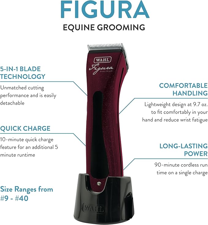 Wahl Professional Animal Figura Equine Horse Cordless Clipper Kit - Metallic Red
