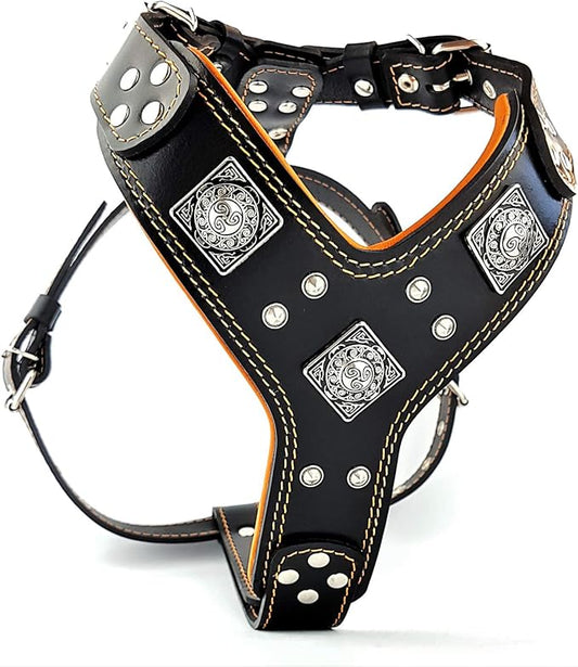 Bestia EROS Black Big Dog Chest Plate Leather Harness. Padded. Handmade in Europe!