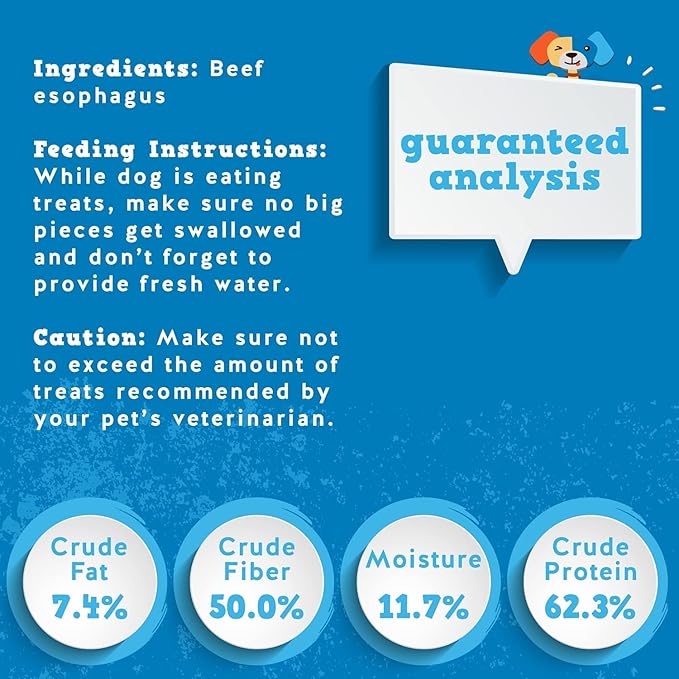 Jack&Pup 6" Flat Beef Trachea for Dogs | All Natural Single Ingredient Dog Treat Dog Trachea Chews | Savory and Fun Treat for Dogs (10 Pack)