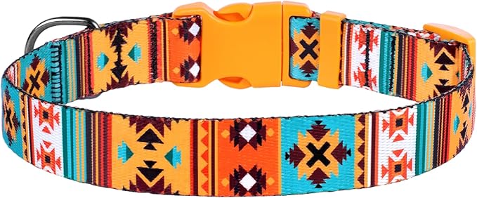 Southwest Dog Collar Tribal Pattern Adjustable Puppy Pet Collars for Small Medium Large Dogs Aztec Print (Southwest, Neck Fit 10"-13")