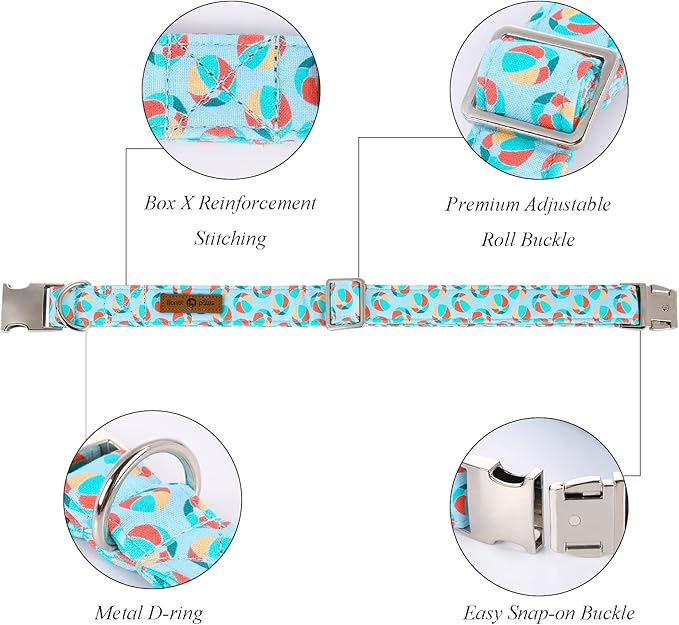 Lionet Paws Boy Dog Collar, Comfortable Adjustable Cute Sea Lion's Ball Collar with Metal Buckle for Male Dogs Gift, Small, Neck 10-16 inches