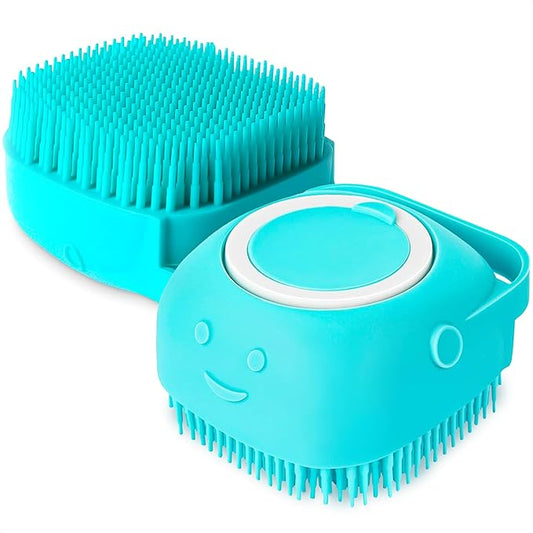 2Pcs Dog Bath Brush Scrubber - Dog Bath Brush with Soap Dispenser Dog Soap Scrubber Pet Bath Brush Pet Shampoo Brush for Dogs Bath - Dog Shampoo Brush