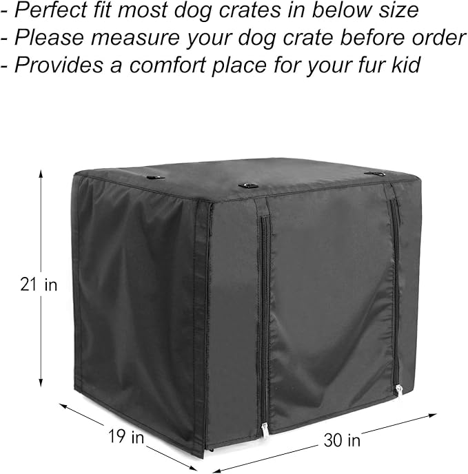 Durable Dog crate cover Double Door for large pet Kennel Covers Universal Fit for 24 30 36 42 48 inches Wire Dog Crate (30 Inch (30" L x 19" W x 21" H))-Black