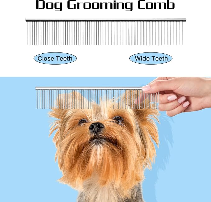 Premium Dog Grooming Scissors with Safety Round Tips, 5 in 1 Dog Grooming Scissors Kit, 4CR Stainless Steel Premium Pet Grooming Shears for Dog, Sharp and Durable, Blue