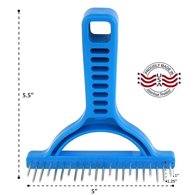 The Untangler Rakes for Grooming and Shedding -silky smooth rotating teeth to easily collect loose hair (Black, Shedding)