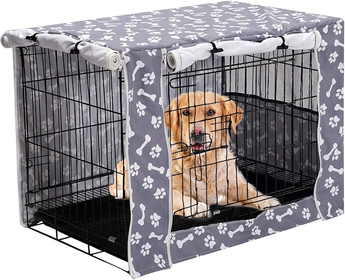 Pethiy Dog Crate Cover Durable Polyester Pet Kennel Cover Universal Fit for Wire Dog Crate - Fits Most 48 inch Dog Crates - Cover only-Sky Gray-48