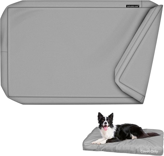 Explore Land Waterproof Dog Bed Cover Canvas Washable Dog Crate Pad Replacement Cover for 42 Inch Crate, 40Lx27Wx4H inch, Gray