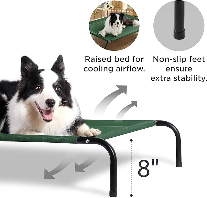 Bedsure XL Elevated Cooling Dog Bed Cot, Raised Pet Beds with No-Slip Feet, Stable Frame & Durable Supportive Teslin Recyclable Mesh, Breathable, Indoor and Outdoor, Multi Size Breathable Mesh