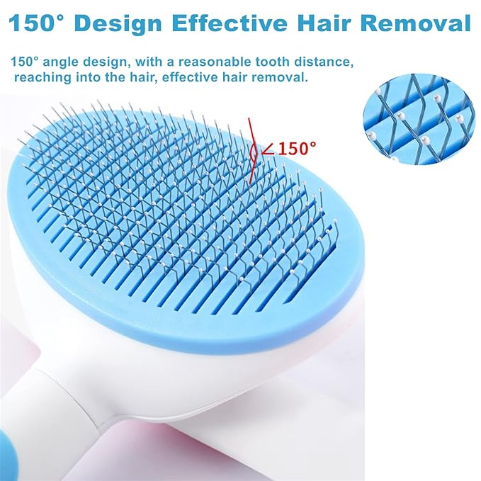 Self-Cleaning Slicker Brush for Pet Grooming - Massaging Tool for Long and Short Hair, Gently Removes Loose Undercoat and Mats