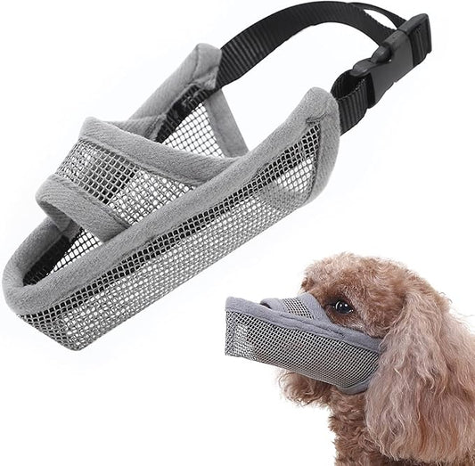 Crazy Felix Nylon Dog Muzzle for Small Medium Large Dogs, Air Mesh Breathable and Drinkable Pet Muzzle for Anti-Biting Anti-Barking Licking (XXXS, Grey)