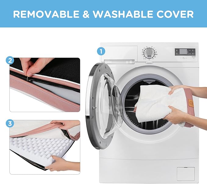 Washable Medium Dog Bed Covers Soft Plush Replacement, Waterproof Dog Bed Liner, Pet Bed Cover with Zipper 30x20x3 Inches, Pink, Cover Only