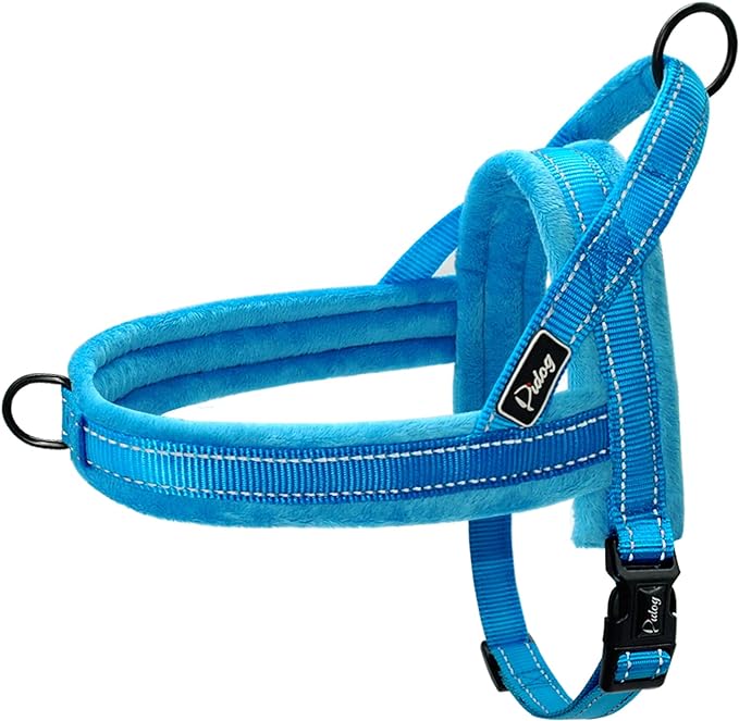 Didog Soft Flannel Padded Dog Vests Harness,Escape Proof/Quick Fit Reflective Dog Strap Harness,Easy for Training Walking,Blue XXS