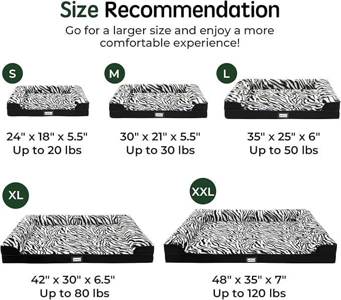 BALANCE Orthopedic Dog Bed, Egg Crate Foam Dog Couch for Pet Sleeping, Pet Sofa with Removable Washable Cover & Nonskid Bottom, Comfy Dog Bed for Large Dog, Black
