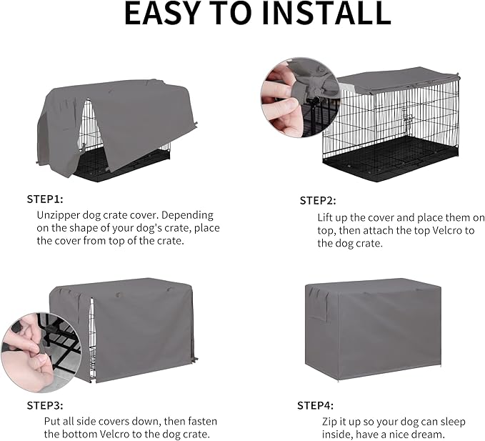 Easy-Going Dog Crate Cover 54 Inch Dog Kennel Cover for Dog, Cage Covers for Dog Crates Fit (54" L x37 W x 45" H) Grey