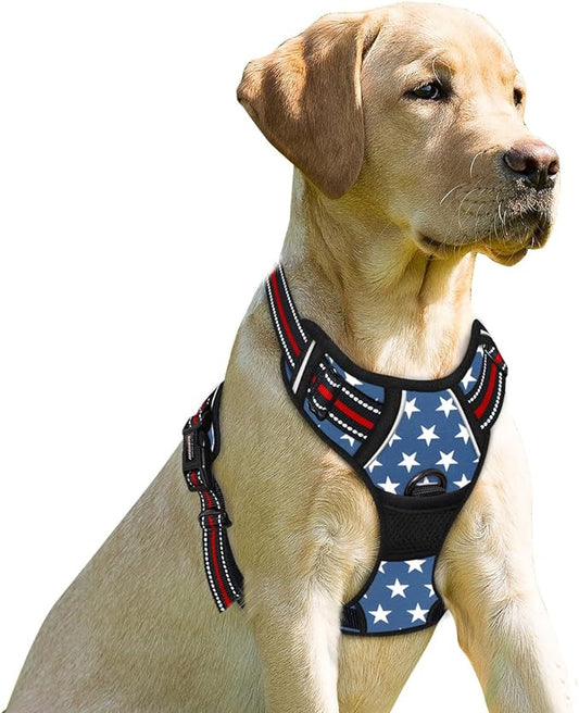 BARKBAY No Pull Dog Harness Front Clip Heavy Duty Reflective Easy Control Handle for Large Dog Walking(Star,L)