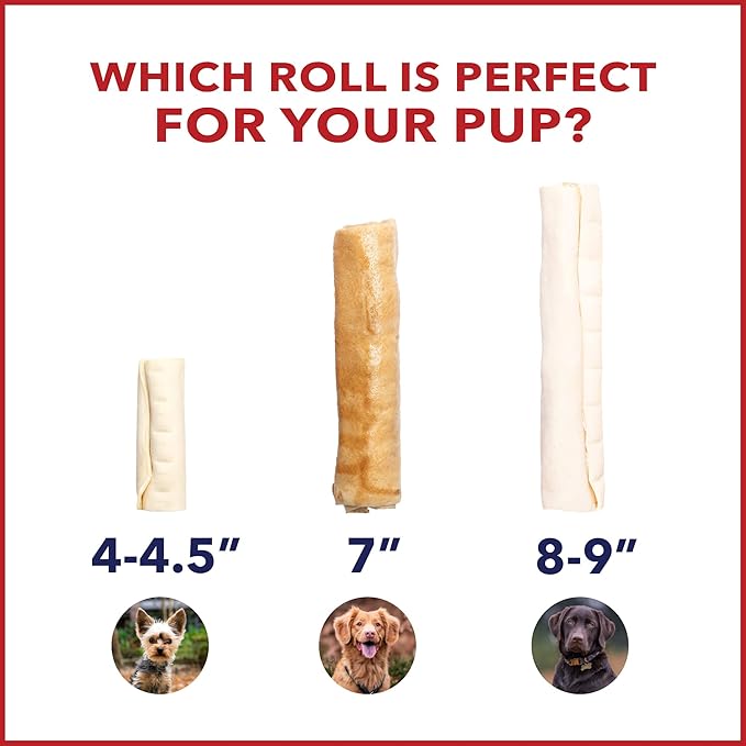 Pet Factory American Beefhide 7" Rolls Dog Chew Treats - Chicken Flavor, 4 Count/1 Pack
