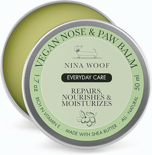 Vegan Dog Paw Balm Dogs & Nose Balm - All-Natural, Rich in Vitamin E Moisturizing Formula with Coconut Oil for Dogs & Shea Butter, Dog Nose Balm, Non-Toxic, Safe to Lick Paw Soother for Dogs