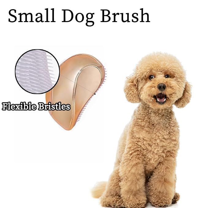 Grooming Brush for Small Dogs - Ideal for Shih Tzus, Yorkies, and Maltipoos - Gentle Puppy Hair Brushes for Effective Grooming - (Rose Gold)