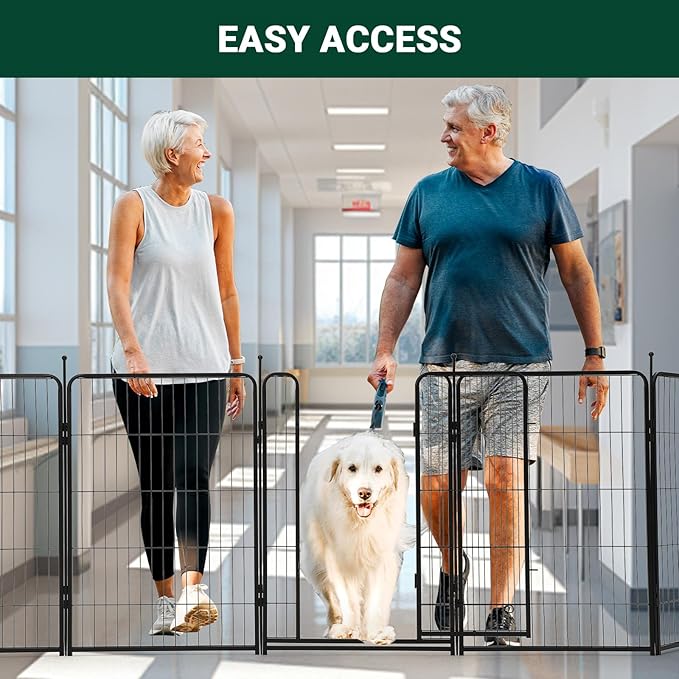 Dog Playpen,40" Height 18 Ft(L) 8 Panels Pet Play Pen, Indoor/Outdoor,Heavy Duty Metal Pet Exercise Pen, Wide Door Low Threshold,Portable Pet Playpen for Rv Camping Garden Yard, Quick Install