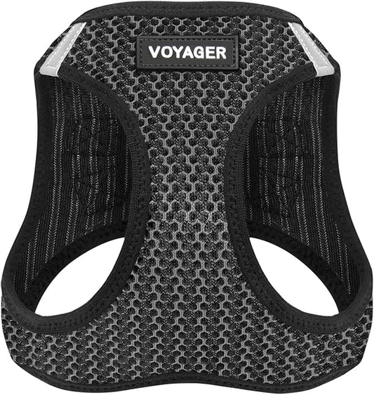 Voyager Step-in Air Dog Harness - All Weather Mesh, Reflective, No Pull Harness for Small, Medium Dogs, Cats - Secure with Hook & Loop Fastener, Buckle, Double D-Rings - Gray 2-Tone, M
