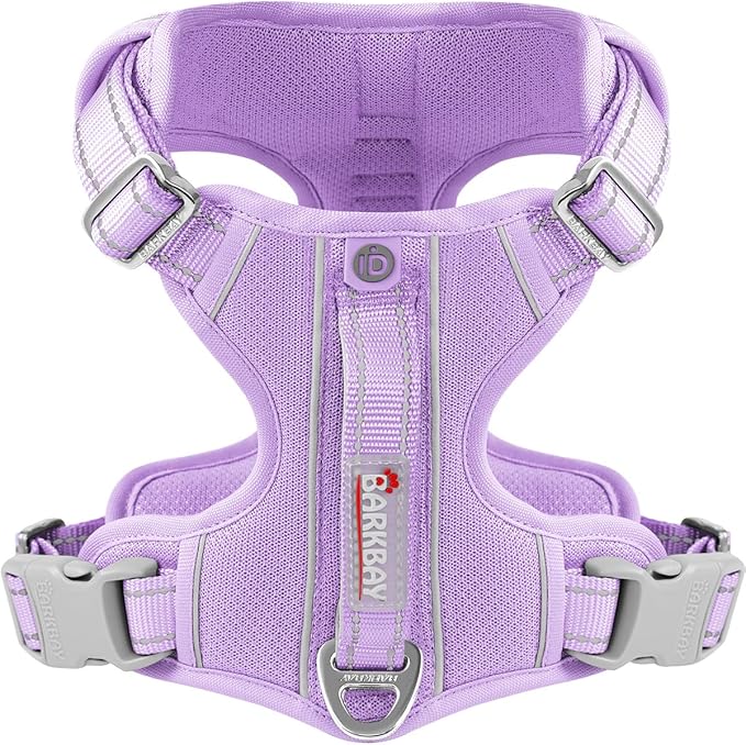 BARKBAY Dog Harness No Pull with ID Tag Pocket - Heavy Duty, Reflective, Easy Control for Large Dogs (Violet Purple,XL)
