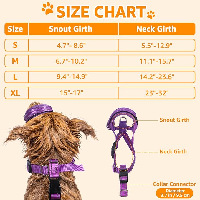 SlowTon Soft Dog Muzzle, Adjustable Padded Nylon Muzzle for Large Medium Dogs Anti Chewing Barking Biting, Allow Dog Pant & Drink (Purple, S)